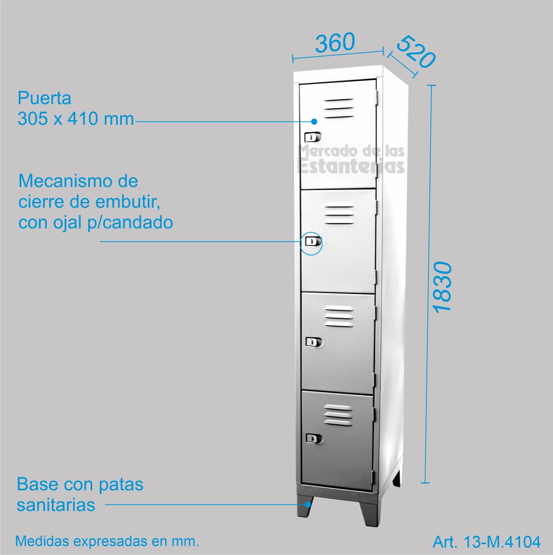 LOCKER LR - 4 PUERTAS ANCHAS - Imagen 7