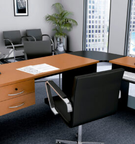 Escritorio L Optima con mesa auxiliar y cajonera