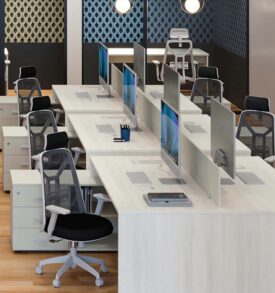 Puesto de Trabajo Doble PIANI, con Credenza